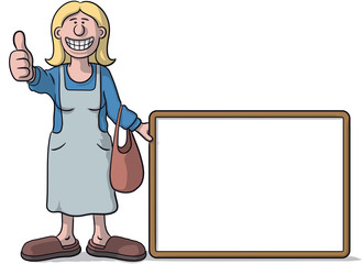 Woman with a signboard