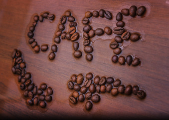 Coffee beans inscription