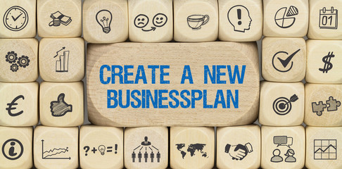 Create a new Businessplan / Würfel mit Symbole