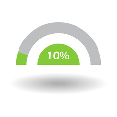Template business colorful graph. Pie semicircle chart graph 10 % green. Vector illustration