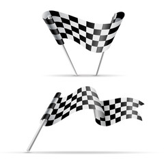 Set of checkered flags. Black and white sport banner