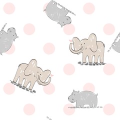 vector hand draw seamless pattern with animals
