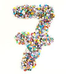 Confetti alphabet - number 7 - seven