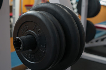 Fototapeta na wymiar Dumbbell close-up in the gym. Free weight