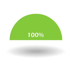 Template business colorful graph. Pie semicircle chart graph 100 % green. Vector illustration