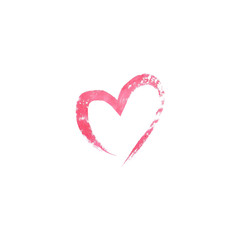  Watercolor heart on white background . Sketch style icon. Watercolor illustration