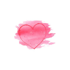 Naklejka na ściany i meble Watercolor heart on white background . Sketch style icon. Watercolor illustration