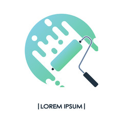 Painting roller with colorful paint