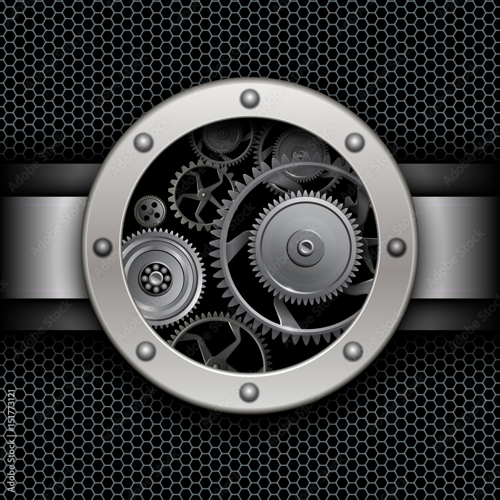 Poster background 3d with machinery gears