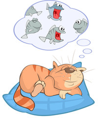 Illustration of a Cute Cat. Cartoon Character