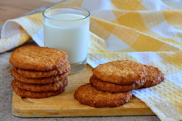 a glass of milk and cookies