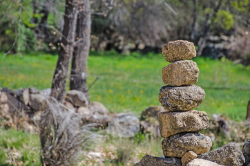 milestone granite stone pile cairn