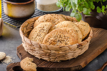 Homemade crackers with cumin