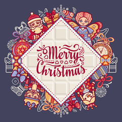 Merry Christmas toys. Greeting card. Christmas and New Year design elements. 