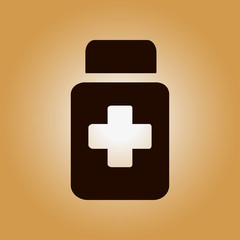 Drugs sign icon. Pack with pills. Flat design style. 