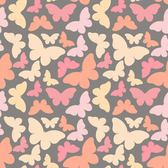 Butterfly vector background. Simple butterflies summer pattern. Design for fabric or wallpaper.  Fashion print for textile. Seamless texture.