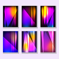A set of six colorful abstract geometric posters, invitations, flyers, leaflets. vector