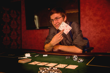 Player at  card table