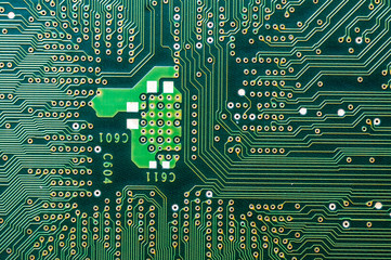 Green computer mainboard circuit.