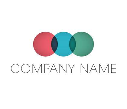 Circle Business Logo With Company Name Placeholder Text. Geometric Vector Logotype Design Elements.