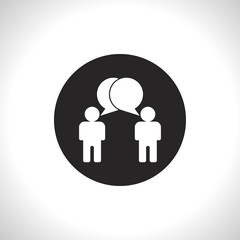 Two people talking flat icon. Vector dialog illustration.