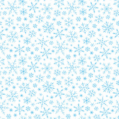 Christmas seamless doodle pattern with snowflakes