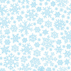 Christmas seamless doodle pattern with snowflakes