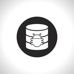 Bug in database flat icon. Computing vector illustration