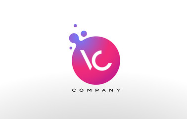 VC Letter Dots Logo Design with Creative Trendy Bubbles.