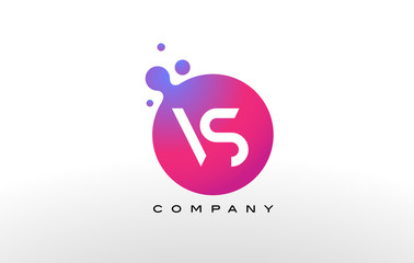 VS Letter Dots Logo Design with Creative Trendy Bubbles.