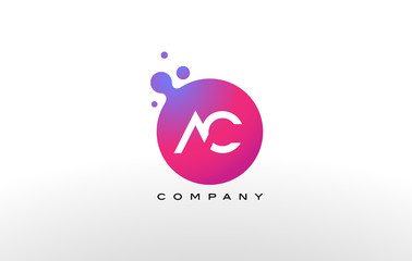 AC Letter Dots Logo Design with Creative Trendy Bubbles.