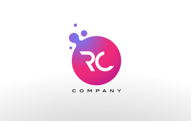 RC Letter Dots Logo Design with Creative Trendy Bubbles.