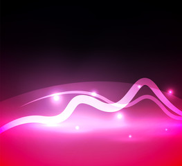 Glowing magic wave line with light effects in darkness