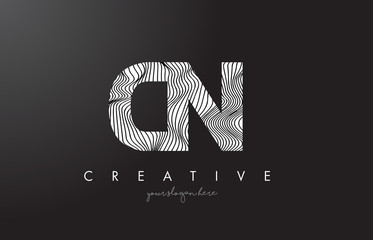 CN C N Letter Logo with Zebra Lines Texture Design Vector.