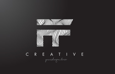 FF F F Letter Logo with Zebra Lines Texture Design Vector.