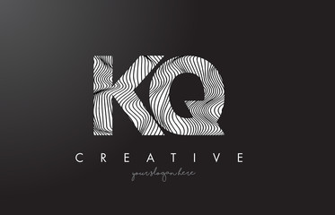 KQ K Q Letter Logo with Zebra Lines Texture Design Vector.