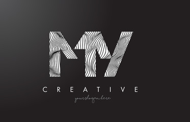 MY M Y Letter Logo with Zebra Lines Texture Design Vector.