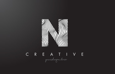 NI N I Letter Logo with Zebra Lines Texture Design Vector.