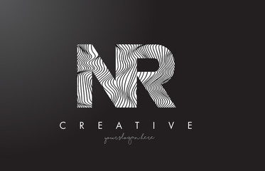 NR N R Letter Logo with Zebra Lines Texture Design Vector.