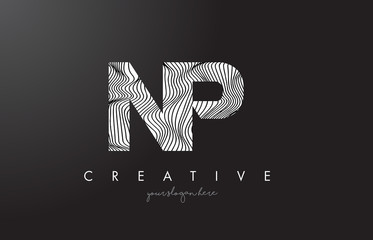 NP N P Letter Logo with Zebra Lines Texture Design Vector. © twindesigner