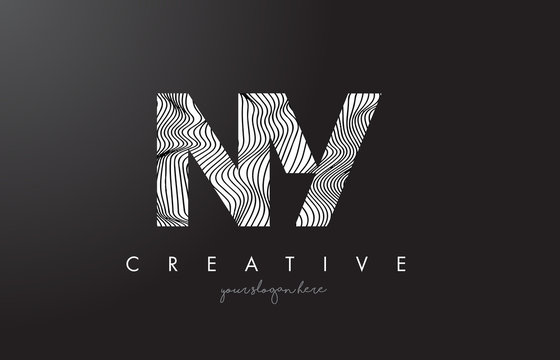 NY N Y Letter Logo with Zebra Lines Texture Design Vector.