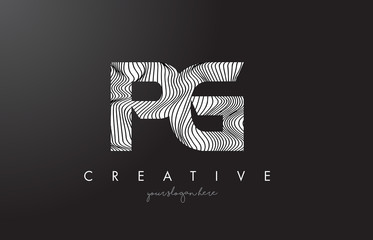 PG P G Letter Logo with Zebra Lines Texture Design Vector.