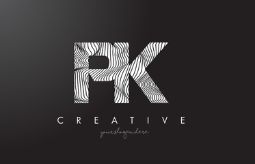 PK P K Letter Logo with Zebra Lines Texture Design Vector. - obrazy, fototapety, plakaty