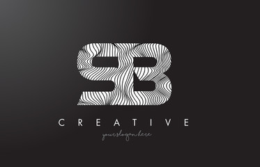 SB S B Letter Logo with Zebra Lines Texture Design Vector.