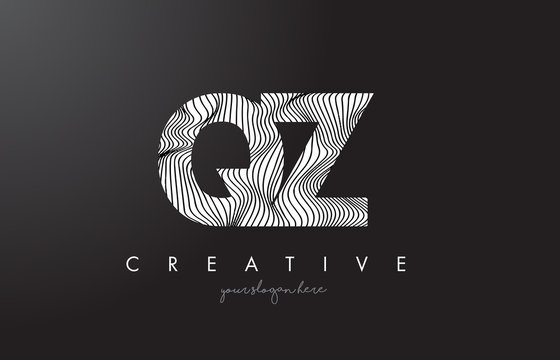 QZ Q Z Letter Logo with Zebra Lines Texture Design Vector.