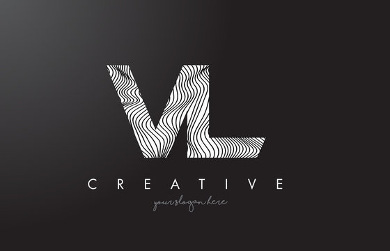 VL V L Letter Logo with Zebra Lines Texture Design Vector.