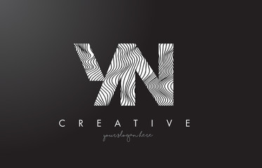 YN Y N Letter Logo with Zebra Lines Texture Design Vector. - obrazy, fototapety, plakaty