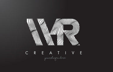 WR W R Letter Logo with Zebra Lines Texture Design Vector.