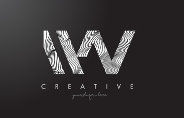 WV W V Letter Logo with Zebra Lines Texture Design Vector.