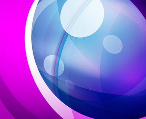 Glossy glass shiny bubble abstract background, wave lines